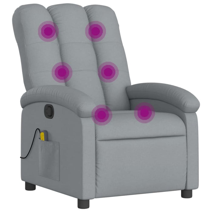 Massage Recliner Chair Light Grey Fabric Txbpnln