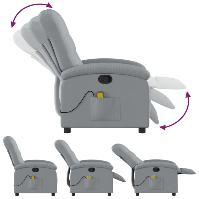 Massage Recliner Chair Light Grey Fabric Txbptna