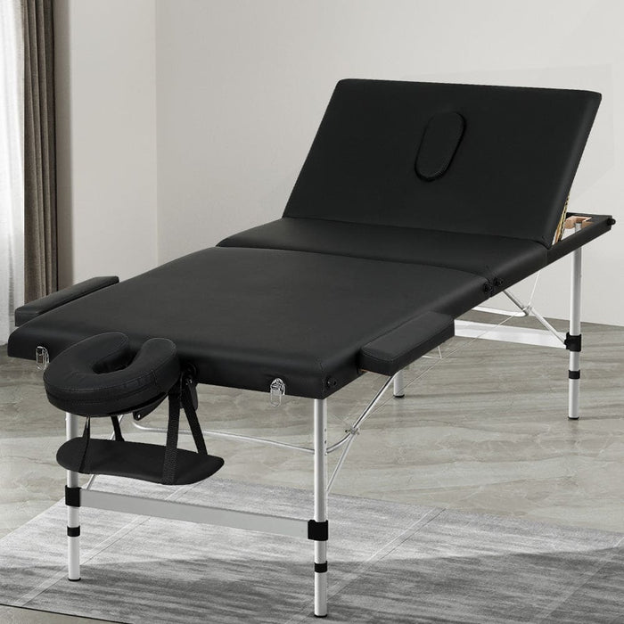 Massage Table 85cm Width 3 Fold Portable Aluminium Therapy