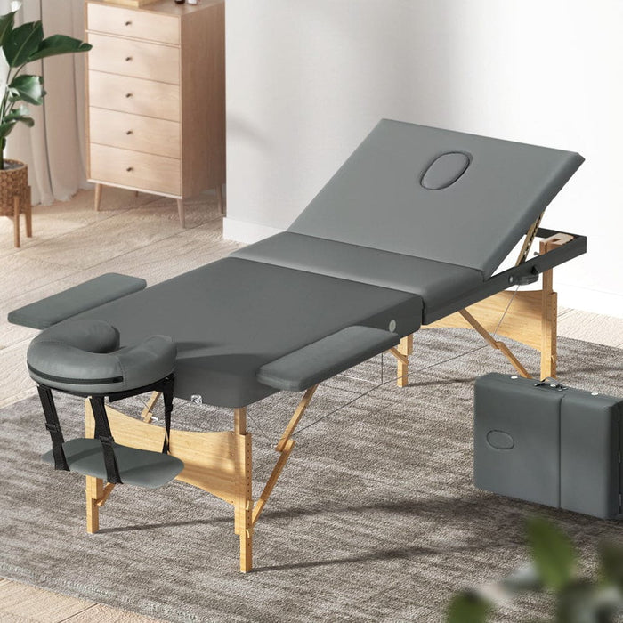 Massage Table Wooden Bed Portable 3 Fold Beauty Therapy