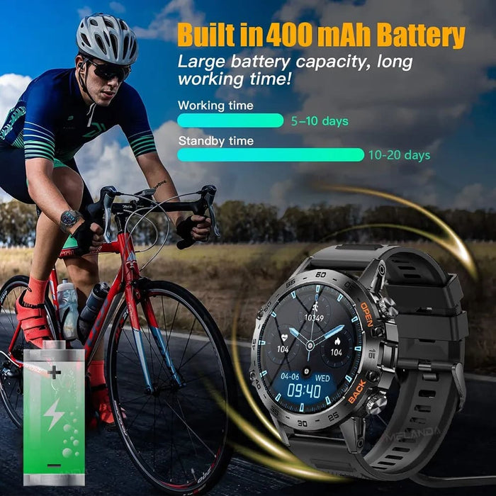 Melanda 1.39 Bluetooth Smart Watch For Men Ip67 Waterproof