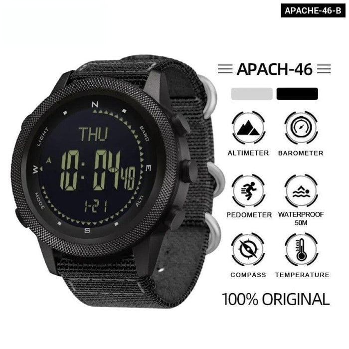 Mens Apache-46 Waterproof 50m Military Sports Digital Watch