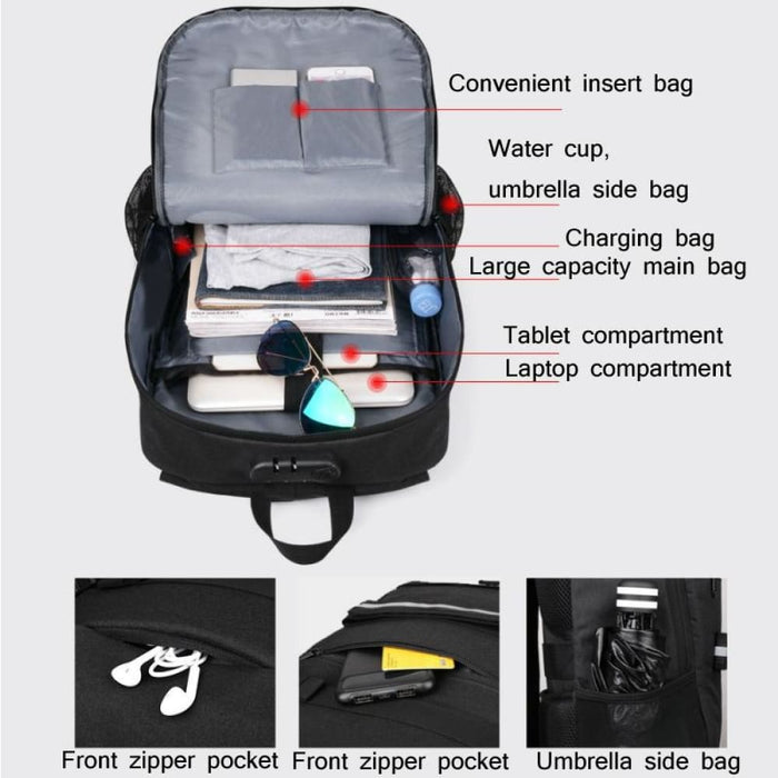 Mens Business Backpack With Usb Charging And Anti Theft Lock