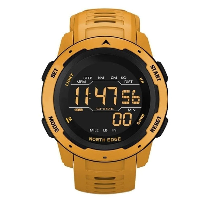 Mens Dual Time Pedometer 50m Waterproof Digital Wrist Watch