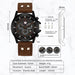 Mens Fashion Leather Quartz Watch With Calendar Luxury