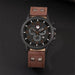 Mens Fashion Leather Quartz Watch With Calendar Luxury