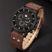 Mens Fashion Leather Quartz Watch With Calendar Luxury