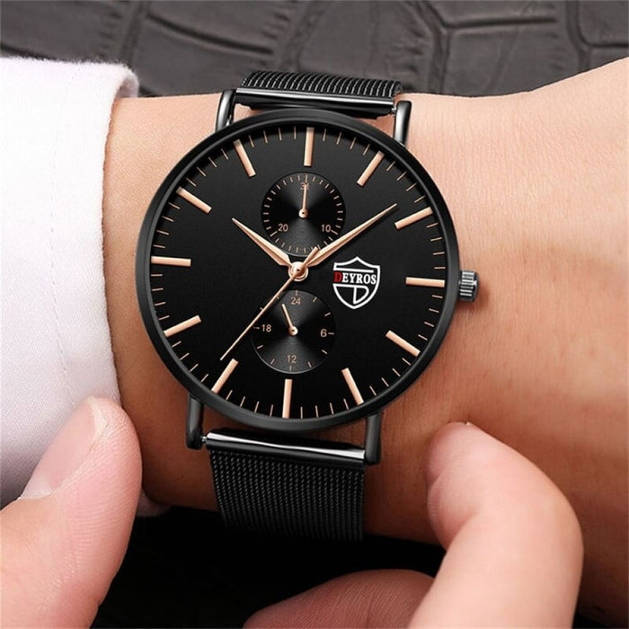 Mens Fashion Ultra Thin Watches Men Business Casual Quartz