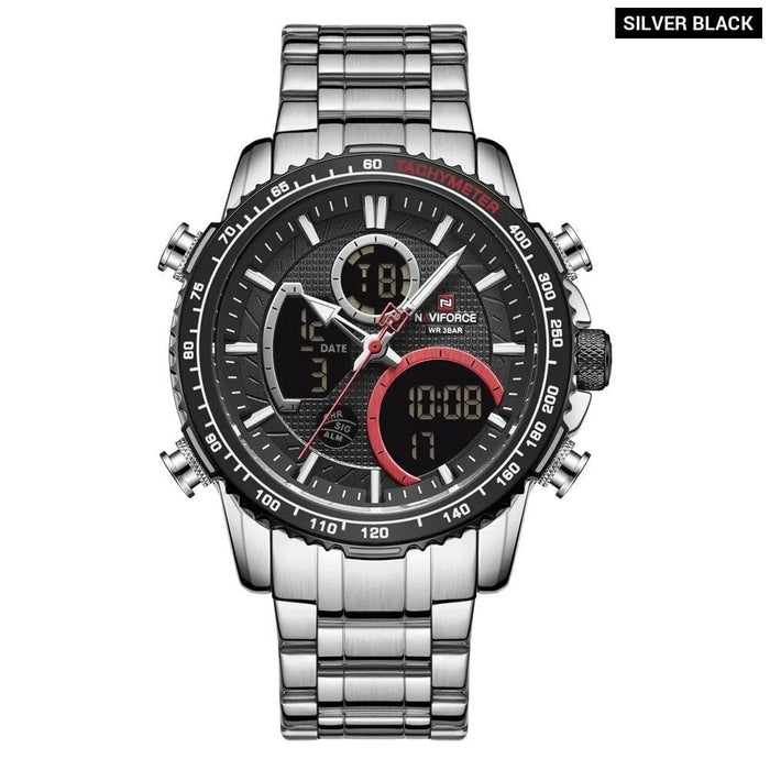 Men’s Stainless Steel Band Analogweek Calendar Display