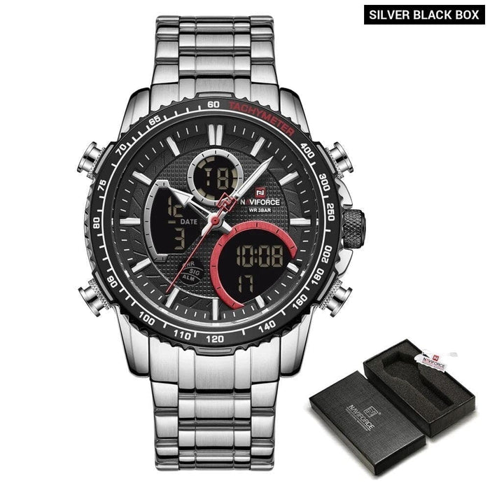 Men’s Stainless Steel Band Analogweek Calendar Display