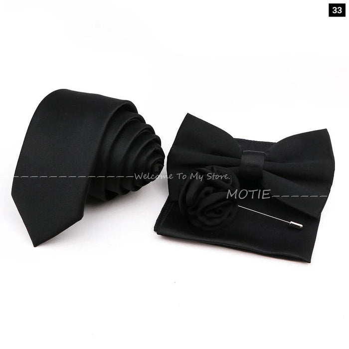 Mens Tie Set Solid Colour For Business And Weddings