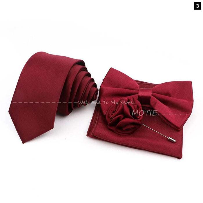 Mens Tie Set Solid Colour For Business And Weddings