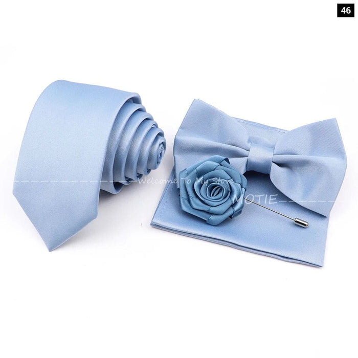 Mens Tie Set Solid Colour For Business And Weddings