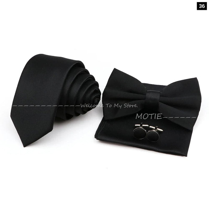 Mens Tie Set Solid Colour For Business And Weddings