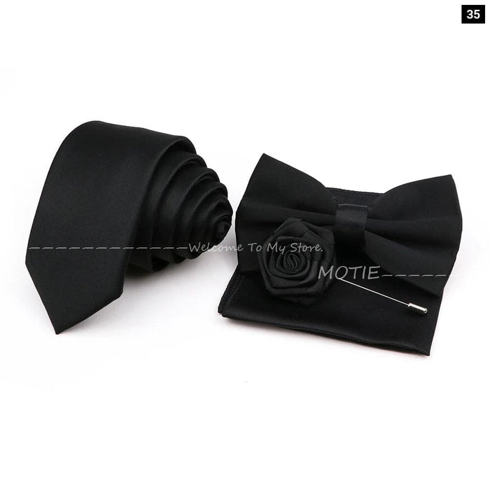 Mens Tie Set Solid Colour For Business And Weddings