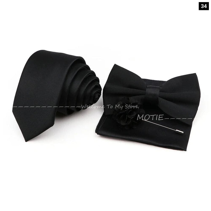 Mens Tie Set Solid Colour For Business And Weddings