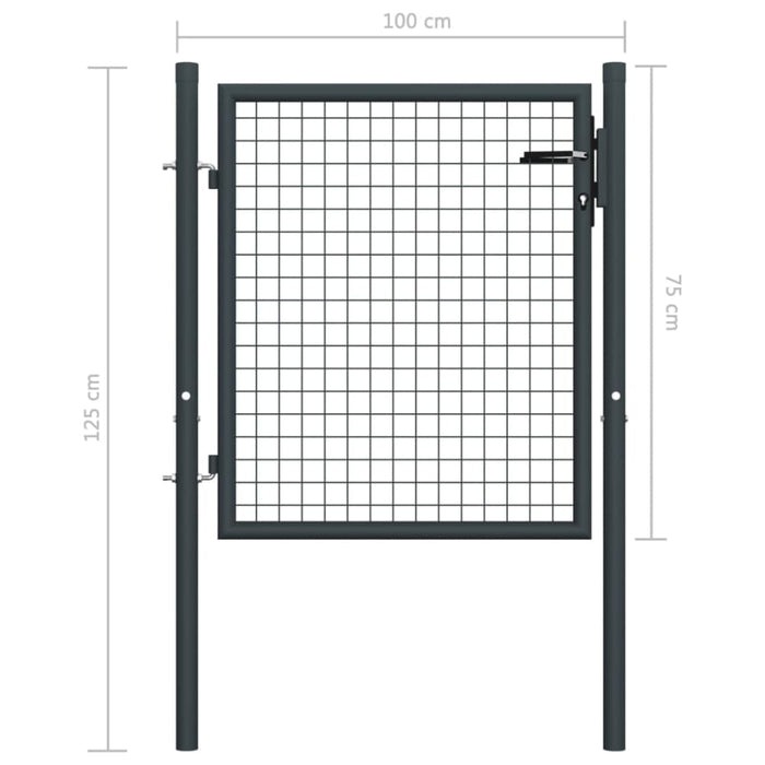 Mesh Garden Gate Galvanised Steel 100x125 Cm Grey Oapiio