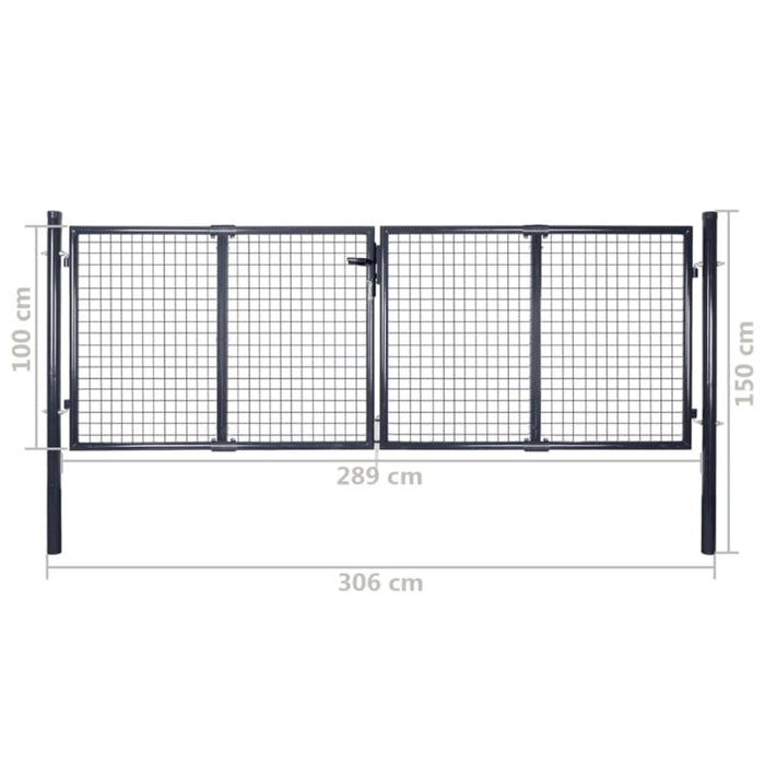 Mesh Garden Gate Galvanised Steel 289x100 Cm Grey Oattlt