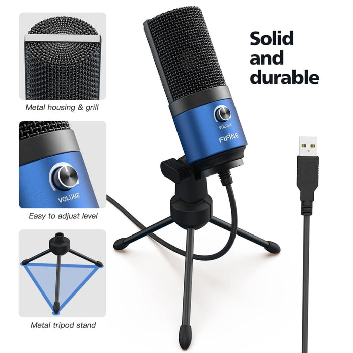 Metal Usb Condenser Recording Microphone For Cardioid Studio