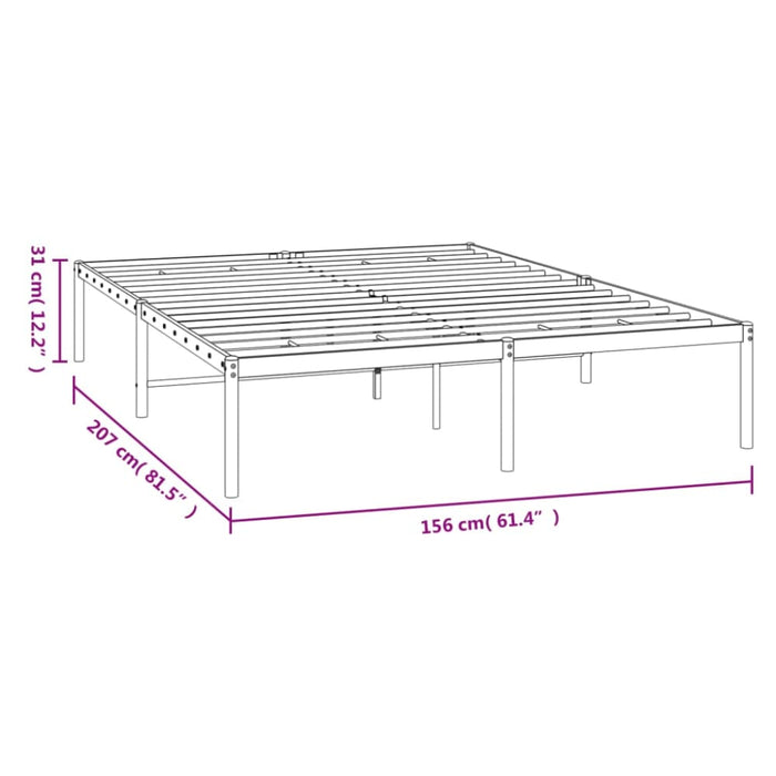 Metal Bed Frame Black 153x203 Cm Queen Tpbnan