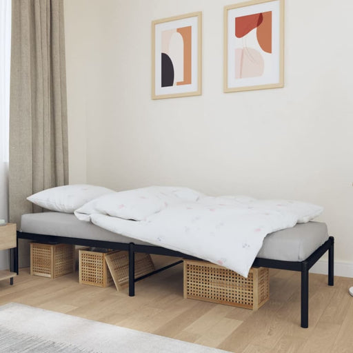 Metal Bed Frame Black 92x187 Cm Single Tpbntn