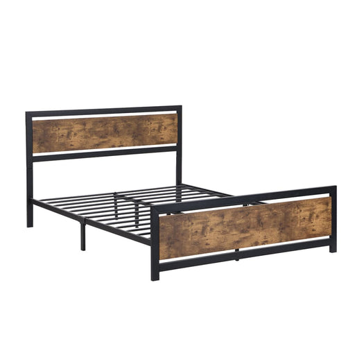 Metal Bed Frame Mattress Base Platform Wooden Industrial