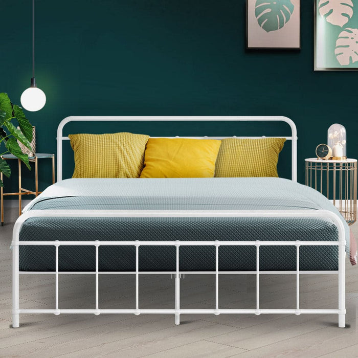 Metal Bed Frame Queen Size Platform Foundation Mattress