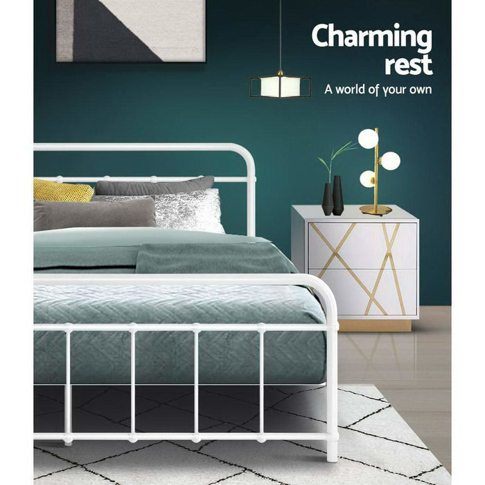 Metal Bed Frame Queen Size Platform Foundation Mattress