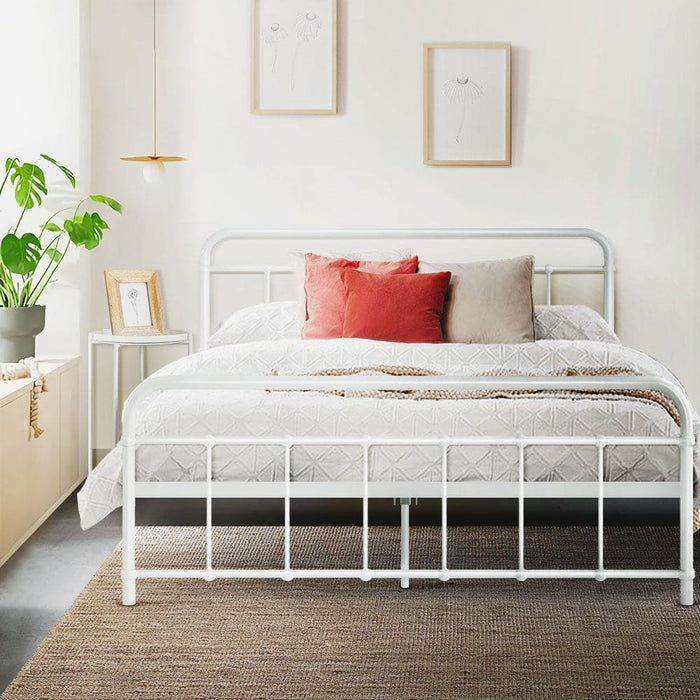 Metal Bed Frame Queen Size Platform Foundation Mattress