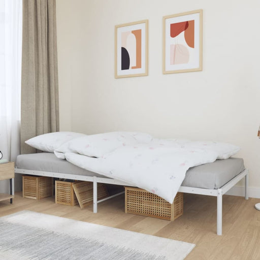 Metal Bed Frame White 107x203 Cm Tpbkbk