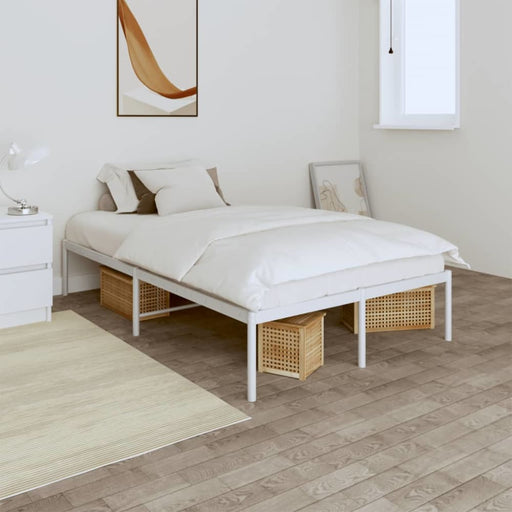 Metal Bed Frame White 137x187 Cm Double Tpbkox
