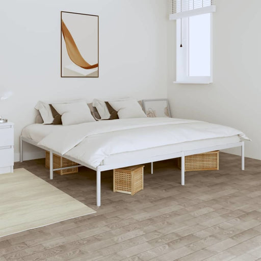 Metal Bed Frame White 183x203 Cm King Tpbkoi