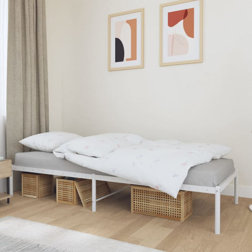 Metal Bed Frame White 92x187 Cm Single Tpbkbp