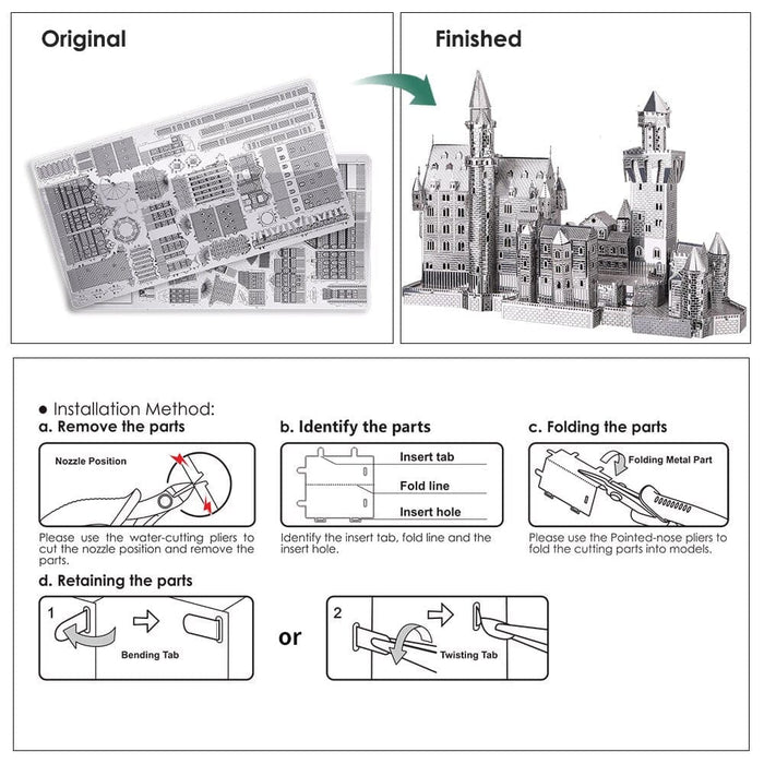 3d Metal Puzzle Neuschwanstein Castle Model Building Kits