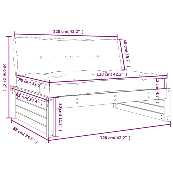 Middle Sofa 120x80 Cm Solid Wood Douglas Nxpilt