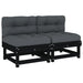 Middle Sofas With Cushions 2 Pcs Black Solid Wood Pine