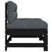 Middle Sofas With Cushions 2 Pcs Black Solid Wood Pine