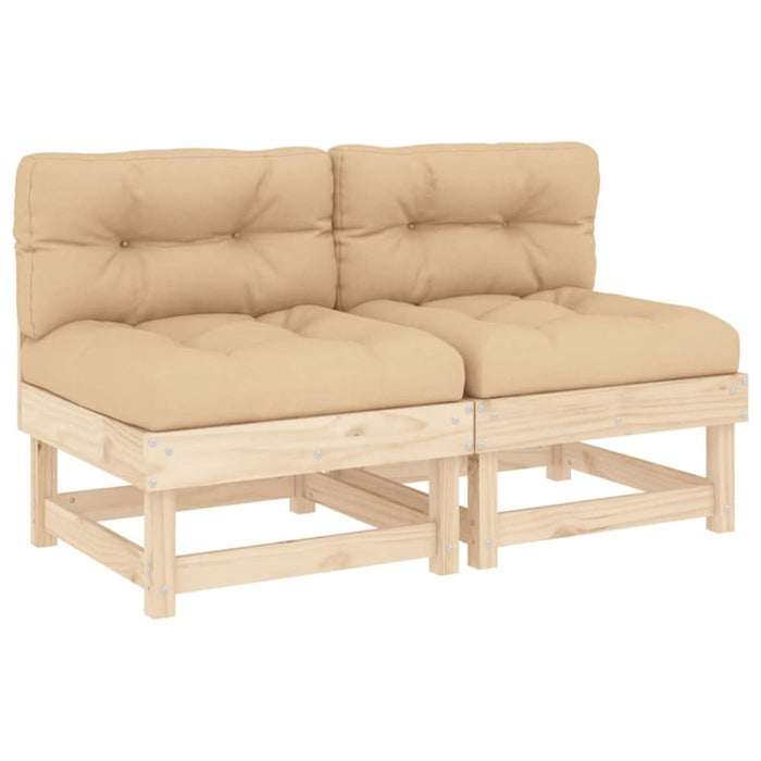 Middle Sofas With Cushions 2 Pcs Solid Wood Pine Nxpapi