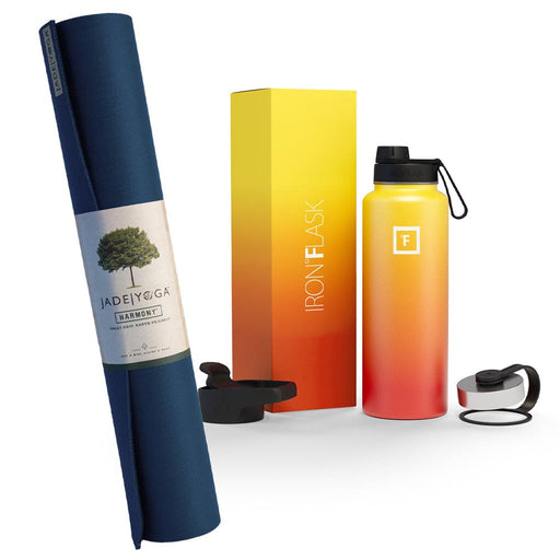 Midnight Yoga Mat And Iron Flask Bottle Bundle