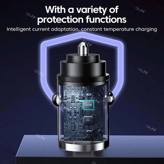 Mini 100w Pd Qc Fast Charging Usb c Car Phone Charger