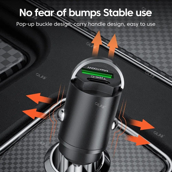 Mini 100w Pd Qc Fast Charging Usb c Car Phone Charger