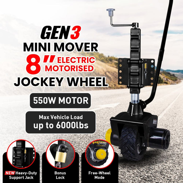 Mini Mover 12v 550w Electric Motorised Jockey Wheel - Black