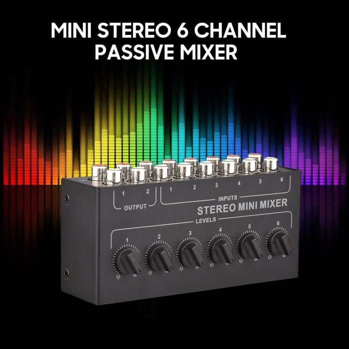 Mini Stereo 6 Channel Passive Mixer Rca Portable Audio In 2