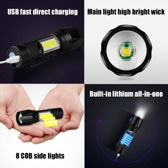 Mini Torch Led Rechargeable Flashlight Portable Usb