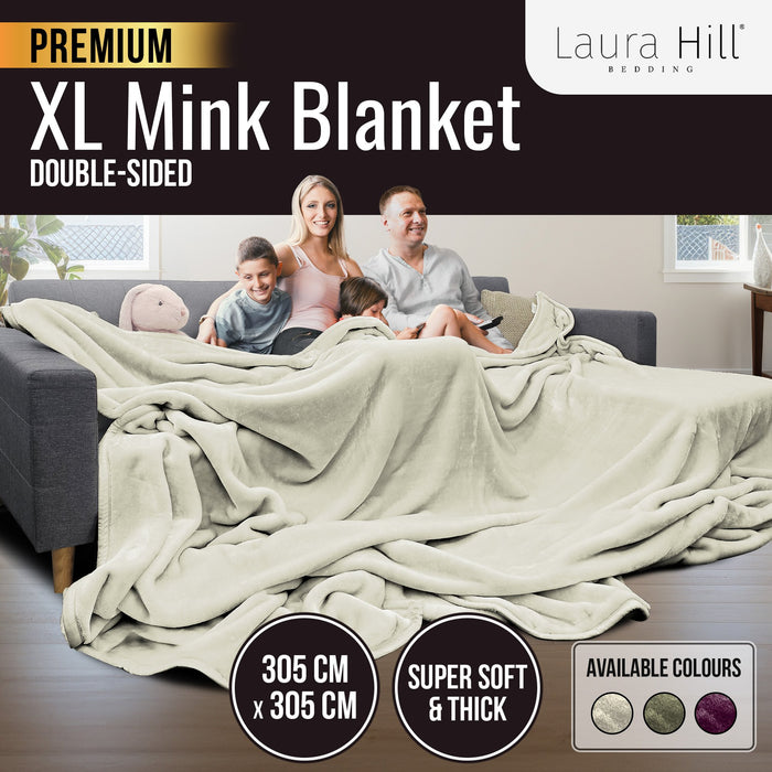 Xl Double-Sided Oversized Faux Mink Blanket 305X305Cm Beige