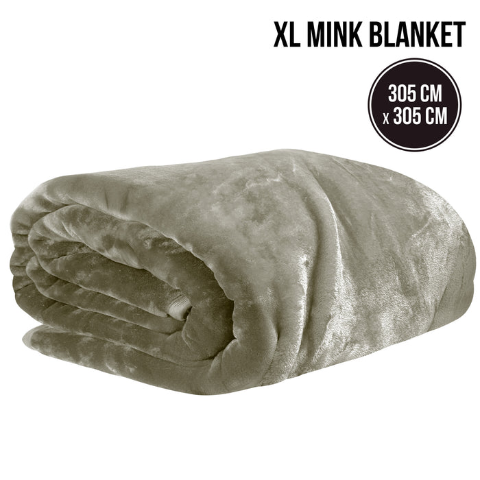 Xl Double-Sided Oversized Faux Mink Blanket 305X305Cm Olive