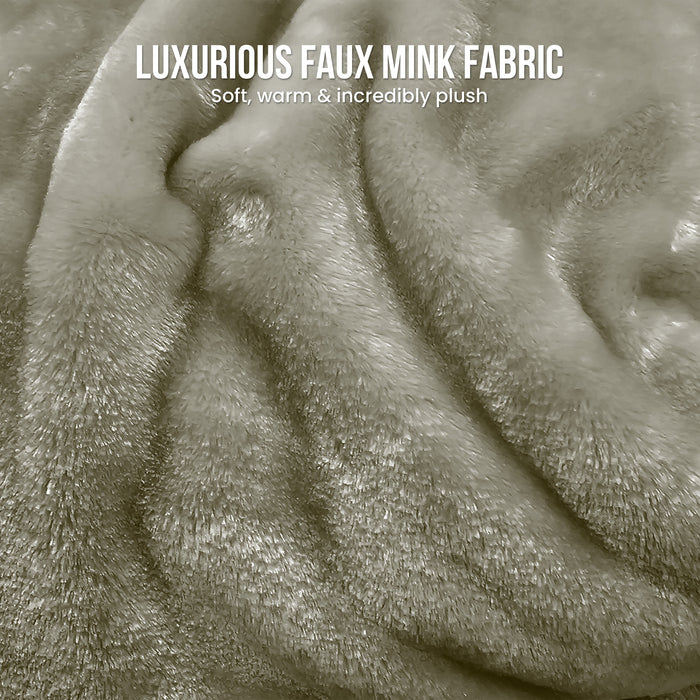 Xl Double-Sided Oversized Faux Mink Blanket 305X305Cm Olive