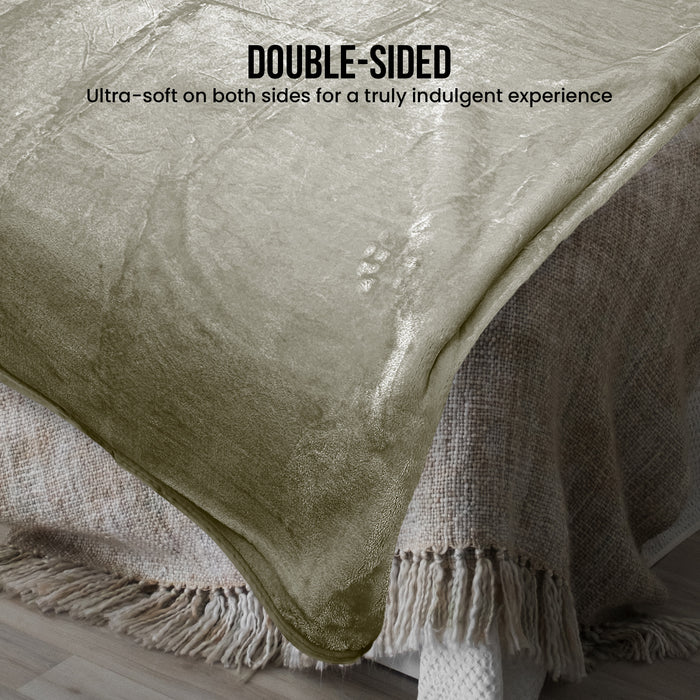 Xl Double-Sided Oversized Faux Mink Blanket 305X305Cm Olive