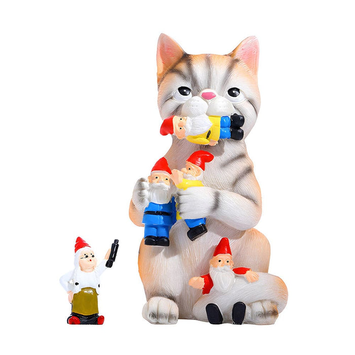 Vibe Geeks Mischievous Cat Garden Gnome Outdoor Statue