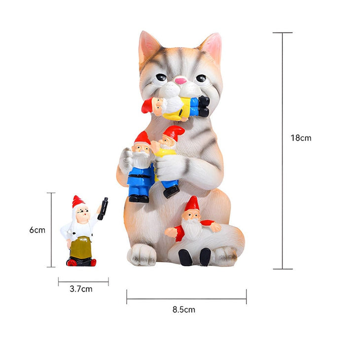 Vibe Geeks Mischievous Cat Garden Gnome Outdoor Statue